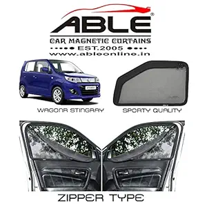 Able Sporty Car Magnetic Sun Shade Curtains with Zipper for Maruti WAGONR Stingray Set of 4