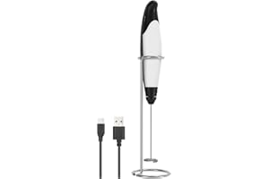 MAFITI Elektryczny spieniacz do mleka, ładowany przez USB, ręczny mikser do spieniacza do mleka, elektryczny spieniacz do mleka z 3 prędkościami, ręczne urządzenie do latte, mokki, pieczenia, ciast
