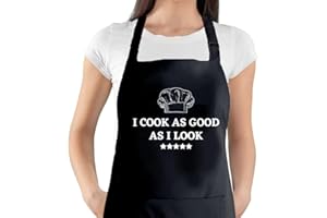 SECOND AVE GIFT COMPANY Second Ave Unisex Funny I Cook As Good As I Look Black Apron BBQ Grill Cooking Kitchen Apron
