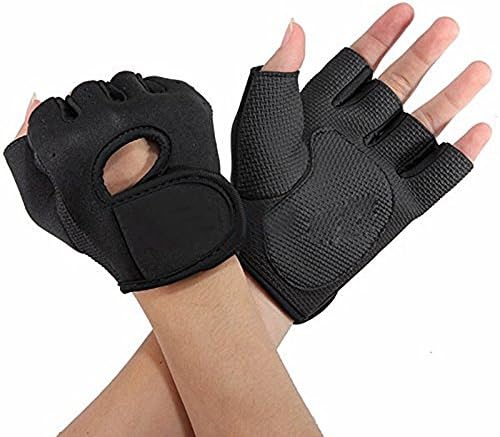 Tiswell Outdoor Half-finger Fingerless Anti-slip Riding Cycling Weightlifting Exercise Training Gloves Fingerless Gloves (Black, M)