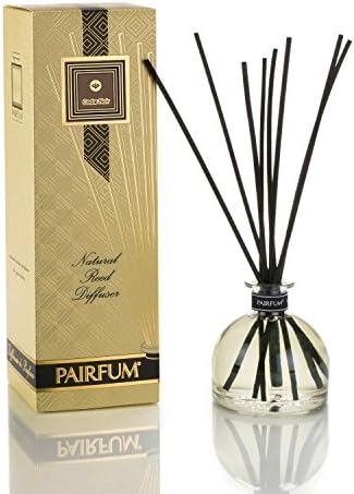 Large & Natural Reed Diffuser - Long-Lasting & Healthy - Beautiful Perfumes That Compliment You - Fragrances for 6-9 Months (250 ml) - by PAIRFUM - Perfume: Cedar Noir - for Men - with Black Reeds