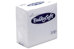 BULKY SOFT Cocktail Napkins White 24cm - Pack of 100-2ply Paper Napkins, Bar Caddy Napkins