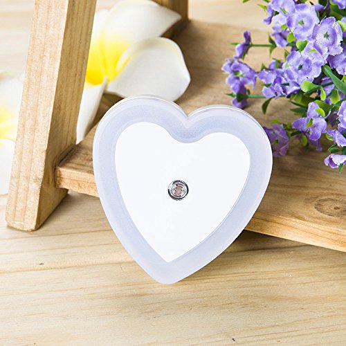 Nachtlicht, FIDEA night Licht 0.5W Plug in LED Nachtlicht Lampe mit Sensor, mit automatischer Dämmerung bis Dämmerung Lichtsensor, weiß, 4er Pack (Herz) - 3