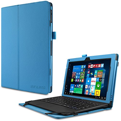 TrekStor SurfTab twin 11.6 Hülle Case -Infiland Slim Fit Folio PU-lederne dünne Kunstleder Schutzhülle Cover Tasche für TrekStor SurfTab twin 11.6 Volks-Tablet, 29,5 cm (11.6 Zoll 2in1 Tablet-PC) (mit Auto Schlaf / Wach Funktion,Tablet und Tastatur sind nicht entgehaltet) (Hellblau)