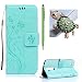 Produktbild für LG K10 Leder Hülle ,SKYXD Drucken Schmetterling Blumen Prägung Motiv PU Folio Ledertasche [ Standfunktion / Magnetverschluss / Kartenfächer] Einfarbig Handyhülle 3 in 1 Handytasche mit Schildkröte Staubstecker + Eingabestift für LG K10 Schutzhülle - Grün