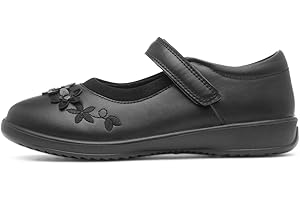 Walkright Olive Girls Black School Shoe