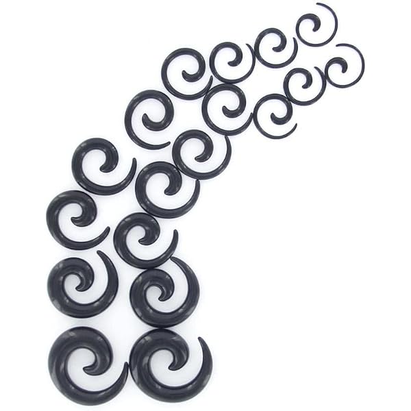 Kit 20 Écarteurs Oreille TRIXES 1.3mm-10mm - Cônes Noirs Avec Joints Toriques