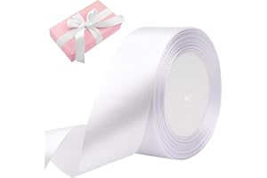 AUEFUDQ Ruban Satin Blanc 40 mm x 22 m Ruban Cadeau Emballage- Pour Emballage Cadeau, à la main, Décoration