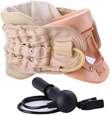 Neck Traction Device,Cervical Support Inflatable Neck Cervical Spine Collar Support Neck Pain Treatment Vertebrae Support Belt with Pump LM-03