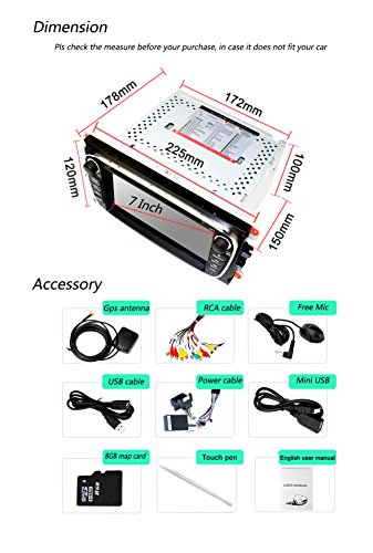 YINUO 7 Pulgadas 2 DIN In Dash Pantalla Táctil Reproductor de DVD GPS Navegación para Ford Mondeo (2007-2011)/Ford S-MAX (2008-2012)/Ford Focus (2008-2010)/Ford Galaxy (2010-2012)