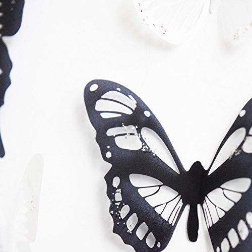 ElecMotive 3D Wandaufkleber Schmetterlinge im 3D-Style, 36-Stück, Wanddekoration mit Klebepunkten zur Fixierung (A) - 2