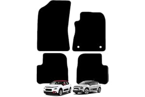 Carsio Carpet Car Mats For Citroen C3 2017+ Onwards 4 Piece Set (Carpet) Tailored Fit Floor Mat Complete Accessory Black Custom Fitted - All Weather, Anti-Slip Backing & Black Trim