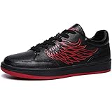 Soulsfeng Mens Womens Trainers Casual Top Layer Leather Lace Up Low-Top Skateboa