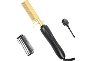 Hot Comb, Electric Hair Straightener, Aibeau Hair Straightening Curly Quick Heated Comb for Afro Hair Women, Hair Straightener for Wet and Dry Hair