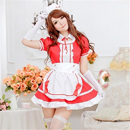 Cosplay Maid dress Japanese Anime customes restaurant Maid Red S