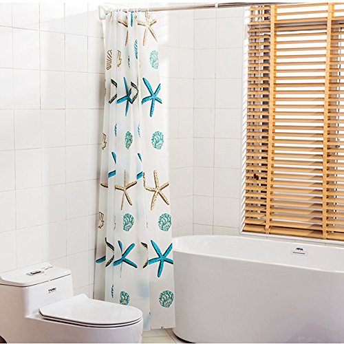 Duschvorhang Anti-Schimmel,Wasserabweisender Stoff PEVA wasserdicht ,waschbar Antibakteriell Badvorhang Wasserabweisender Stoff-Duschvorhang Duschvorhang mit 12 Duschvorhangringe für Badezimmer shower curtains Waterproof 180 x 200 cm - 4