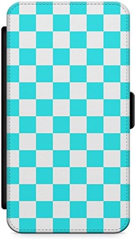 iPhone 6 Case, iPhone 6s Case Blue Checkered Phone Case by Casechimp® | Premium Leather Flip Wallet Card Holder Slots | Pattern Checkerboard Plaid Checked Checkers