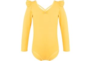 dPois Maillot de Ballet para Niña Maillot Leotardos de Gimnasia Rítmica Manga Larga con Volantes Ropa de Danza Pantinaje Body Yoga Fitness Niñas