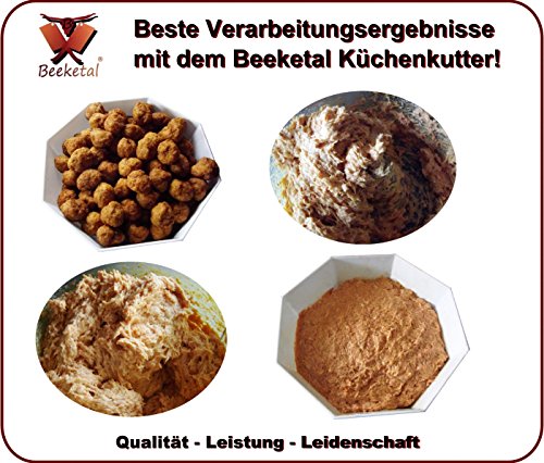 Beeketal Profi Kutter „BKK03“ Fleischkutter mit Doppelsichel Spezialklingen aus gehärtetem Edelstahl, starker 800 Watt Motor mit 3 Stufen 1800, 2300 U/min und Impulsfunktion, Deckel mit Nachfüllöffnung und Sicherheitsverschluss (Tischkutter Betrieb nur bei verschlossendem Deckel möglich) - 5