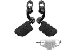 FOVPLUE LTMOTO 1.25" Highway pegs,Motorcycle Short Angled Adjustable Highway Footpegs for Harley Davidson Touring Road King Road Glide Street Glide Electra Glide Softail Sportster with 1 1/4" Highway Bar