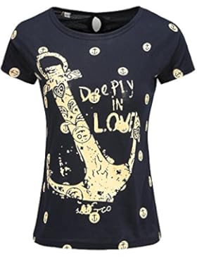 Shirts Damen Sommer Kurzarm Anker T Shirt Druck Tops Oberteile Frauen