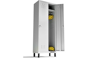 TwinThink Taquillas Vestuario. 180 x 65 x 40 cm Taquillas Metalicas de 2 Puertas Taquilla Metalica con Llave Taquillas Vestuario 2 Puertas Taquillas Vestuario Metalicas (1, Gris)