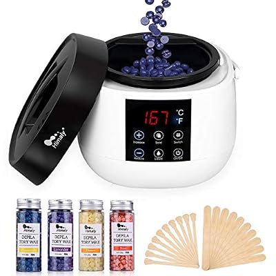 Himaly Appareil Chauffe Cire Epilation san Bande Cire Perles Dépilatoire 4 Saveurs de Fèves à La Cire 20 Bâtonnets de Cire Température Constante pour Zone De Bikini Bras Jambes Aisselles