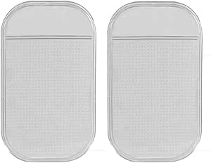 Tech Stor3 Tappetino Auto Antiscivolo Trasparente per cruscotto per telefoni cellulari, Chiavi, Occhiali, Monete, MP3, GPS ECC. Dimensioni 13cm x 7cm (2 Pezzi)