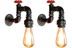 PETITES ECREVISSES Lot de 2 Rétro Applique Murale en Tuyau d'Eau Industriel E27 avec Vintage Style Créative Vent Décorations D'éclairage