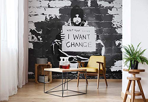 Banksy Graffiti Muro de ladrillos Papel pintado fotográfico - cuadro de papel pintado fotográfico de papel pintado (2897ws), Papel (no fieltro), XL - 254cm x 184cm