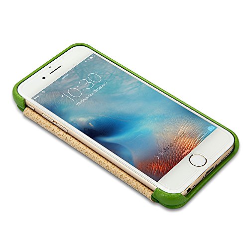 iPhone 6 Case, iPhone 6S Case, Jisoncase Ultra Slim Magnetic PU Protective Leather Flip Case Cover for iPhone 6 / 6S [Handmade] [Magnets Built in ] Grass Green JS-IP6-32H70