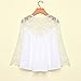 MK11 2015 Autumn Sweet Lace Splice Hollow Crochet Chiffon shirt (M, WHITE)