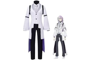 JIUMAOCLEU Bungo Stray Dogs Sigma Cosplay Costume with Wig Men's Full Set of Anime Uniform Outfit Suit with Accessories for Halloween Carnival Party Props