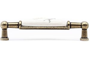 DOJA Barcelona | Maniglie Antiche | 4 Maniglie Vintage Motivo Country | 106*26*19mm | Pomolo Zinco Allluminio e Porcellana | Maniglie per Mobili Vintage, Credenza, Cassettiera, Mobili Antichi, Baule