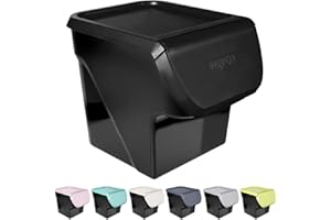 Vilde Pojemnik do przechowywania, pojemnik do przechowywania żywności, pojemnik do przechowywania warzyw, owoców, cebuli, ziemniaków, czosnku, z klapką, nadaje się do kontaktu z żywnością, 13 l, wyprodukowano w UE (czarny/czarny)