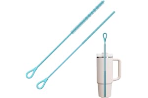 BGBXYX Silikon Strohhalm Bürste, 2 Stück Wiederverwendbare Strohhalmbürsten für Glas Strohhalm, Metall Strohhalm, Smoothie Strohhalme und Trinkbecher, Biegsamer, Rutschfester Griff, 6mm+9mm, Blau