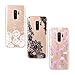 Produktbild Yokata [3 Packs] Kompatibel mit Hülle Samsung Galaxy S9 Hülle Silikon Transparent Durchsichtig Handyhülle Schutzhülle TPU Dünn Slim Kratzfest mit Motiv - Flamingo + Löwenzahn + Spitze