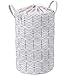 Produktbild XINFU HOME Großer Wäschekorb, Faltbarer Wäschekorb, Kordelzug, wasserdicht, rund, Baumwolle, Leinen, Aufbewahrungskorb mit Griff, 39,9 x 59,9 cm, weiß, 15.8" x 23.6"