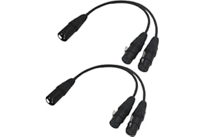 BRIEFCEC 2pcs Mikrofon Patchkabel, XLR Stecker auf Dual XLR Buchse 30CM 3 PIN PVC XLR Y Splitter Kabel XLR Verzweigungskabel für Plattenmixer AMP Limiter Speaker (1 Buchse zu 2 Stecker, Schwarz)