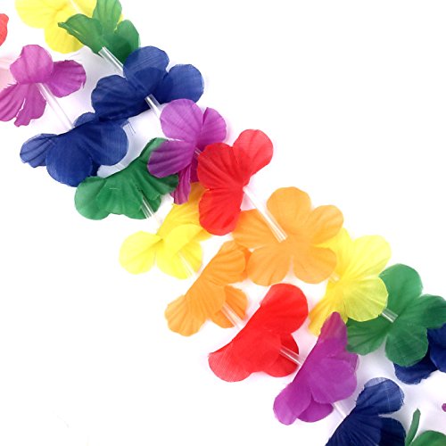S/O 10er Pack Blumenkette Bunt einfarbige Blüten Blumenketten Hawaiikette Hawaiiketten Hawaii Kette Blume Bumen Halskette Halsketten Deko - 5