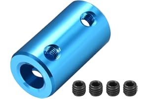 sourcing map Acoplamiento Rígido de Eje de 8mm a 8mm, Acoplador Conector con Tornillos 25mm Longitud 14mm Diámetro, Conector de Aleación de Aluminio, Accesorios para Motor, Azul