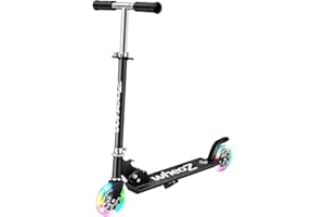 wheoZ Trottinette pour Enfants Pliable avec 2 Roues Lumineuses 3 Hauteur Guidon réglable alu 3-8 Ans Jusqu'à 110lbs…