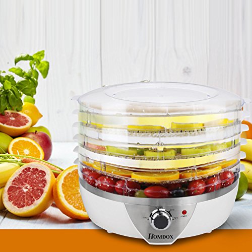 Homdox Dörrgerät Dörrautomat 5 Etagen, Einstellbare Temperatur, BPA Frei, 500 Watt, Dehydrator für Fleisch Obst Gemüse Pilzen Kräutern, Inklusive Rezeptheft - 7