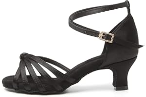 TINRYMX Zapatos de Baile Latino Mujer de satén Tango Salsa Chacha Performance Zapatos de Baile,Modelo-EM217