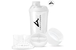 Shaker per proteine ​​- L'ORIGINALE di AMITYUNION - Senza BPA con setaccio, scala per frullati di siero di latte cremosi, tazze Gym Deluxe per isolati e concentrati sportivi, (Tazza bianca)