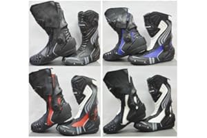 RKsports LV14 Motorcycle Motorbike Leather Sports Winter Protective Boots Red Blue Black
