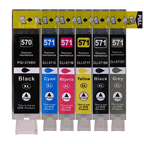 6 Druckerpatronen (1 Satz) kompatibel zu PGI-570BK CLI-571 für Canon Pixma MG7750 MG7751 MG7752 MG7753 MG6850 MG6851 MG6852 MG6853 MG5750 MG5751 MG5752 MG5753