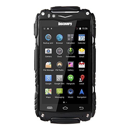 Hipipooo-Discovery V8 impermeabile antipolvere Smartphone schakeproof robusto Android 4.4 3G sbloccato telefono cellulare 4,0 pollici Mtk6572 Daul-Core, doppia SIM Slot(Nero)