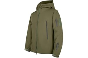 MXETWJEL Mens Softshell Waterproof Jacket Full Zip Tactical Jackets Outdoor Hooded Windbreak Coat Elasticated Plain Military Work Hoody Tops Autumn Warm Hiking Outerwear for Fishing Hunting Climbing