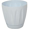 Jolie Max 22L Daisy Design Plant Pot - White Round Flower Pot with Self-Saucer and Drainage Hole for Indoor/Outdoor Use